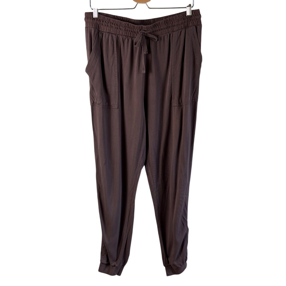 Splendid Jogger Pants Purple Brown Womens L Elastic Drawstring Waist Loungewear